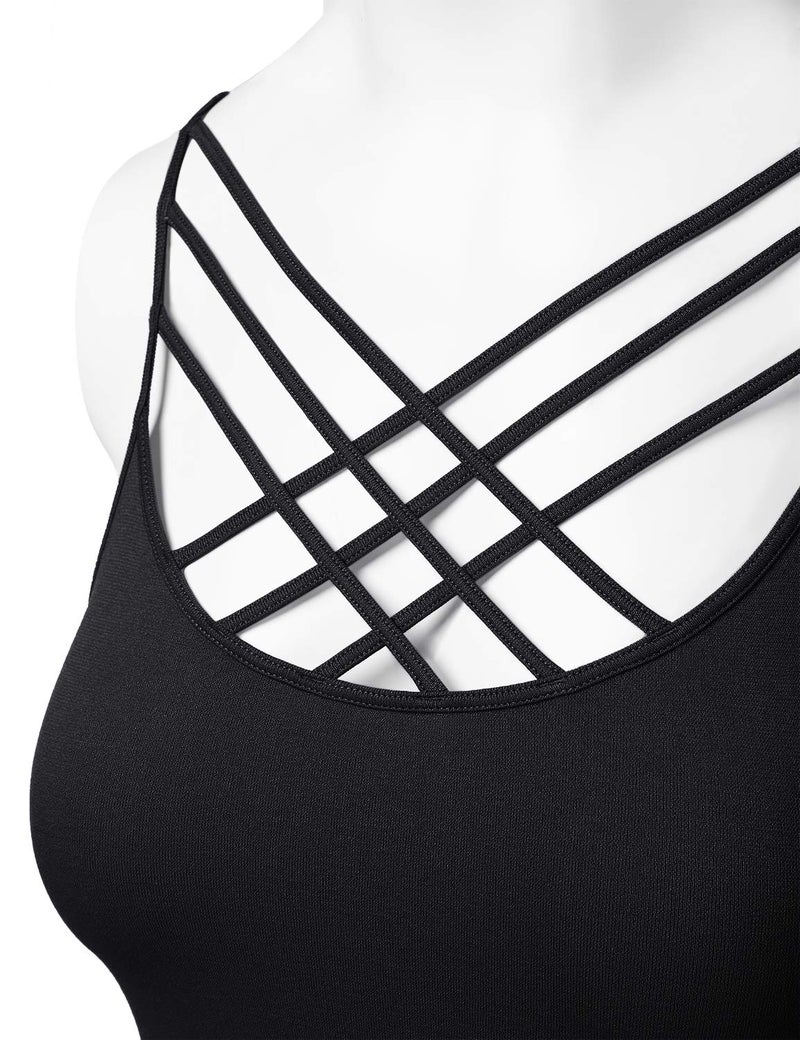HATOPANTS Women Sports Bra Criss Cross Strappy Wirefree Cami Bralette Crop Top Black L-XL - Image 5